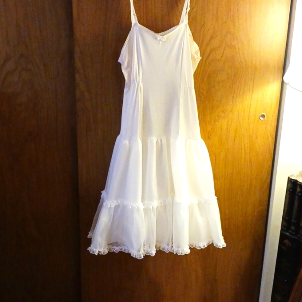 COPPER KEY VINTAGE WHITE SHEER DRESS,  SIZE 14, 100% NYLON